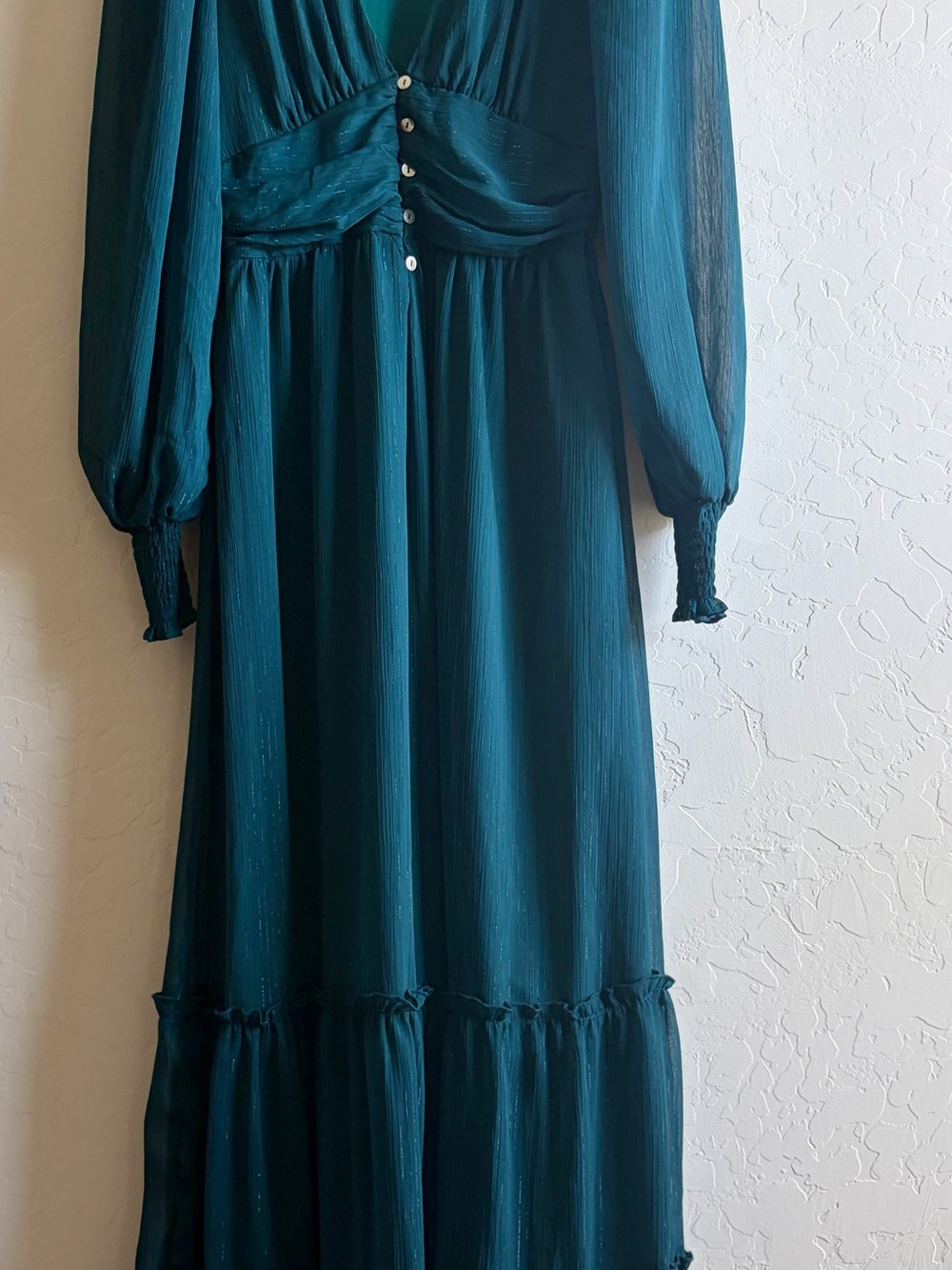 Altar'd State Teal Long Sleeve Maxi Dress
